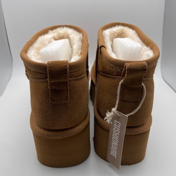 CUSHIONAIRE Women's COZY Genuine Suede pull on platform boot CHESTNUT 6 - Picture 4 of 6